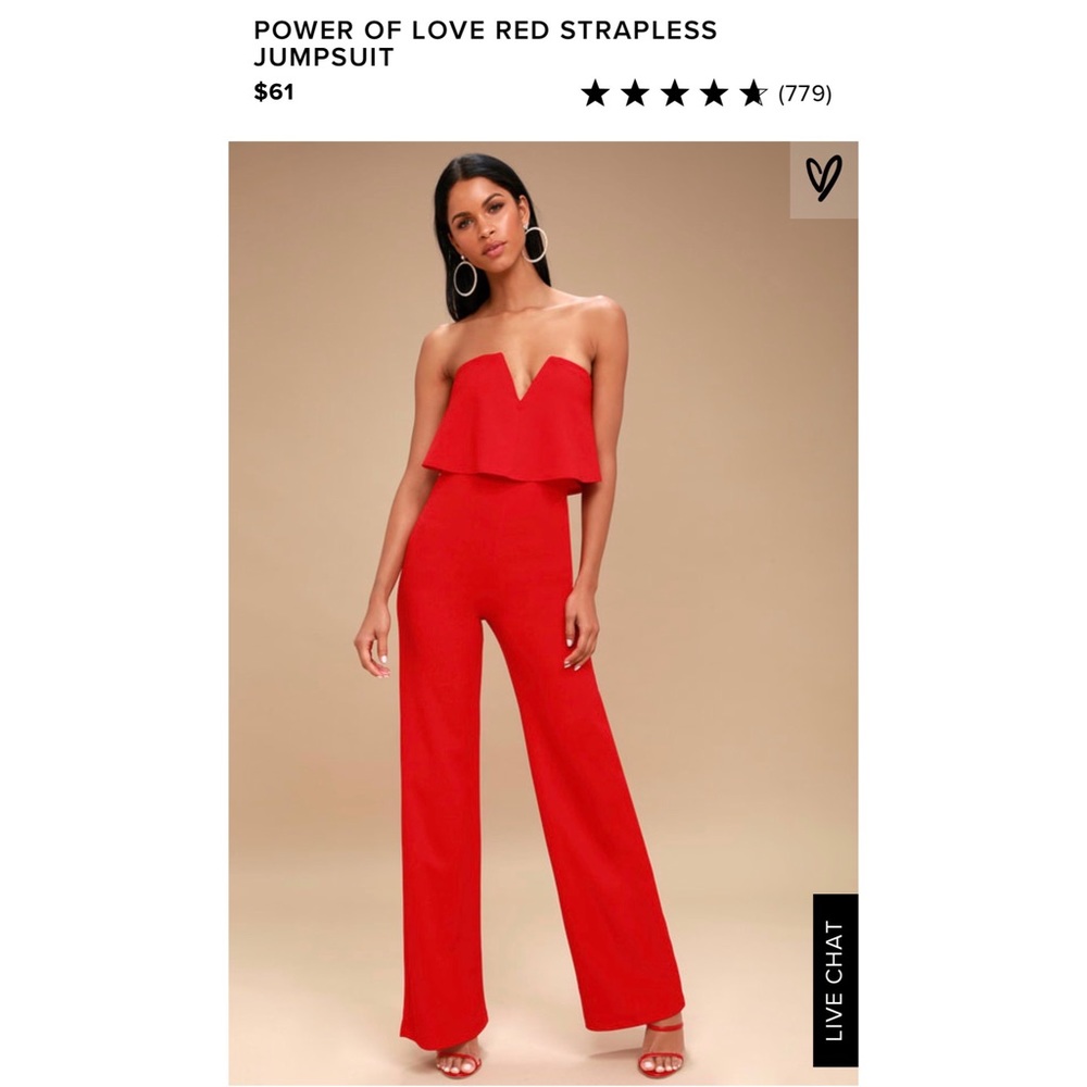 Power of Love Red Strapless Jumpsuit